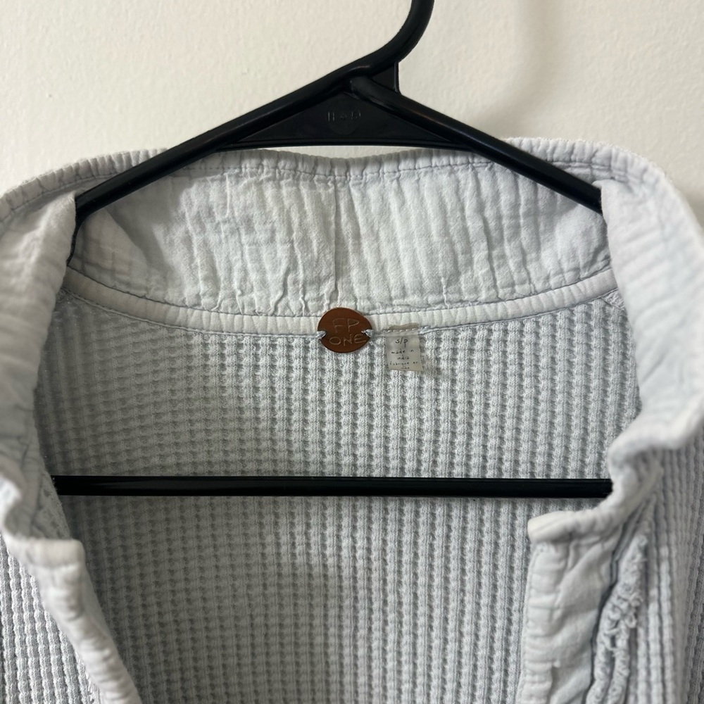 Free People FP One Scout Waffle Knit Jacket - Light Blue/Grey - Picture 6 of 7